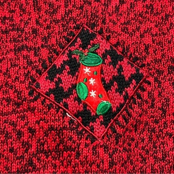 Vintage Red Embroidered Festive Holiday Cardigan Sz M Ugly Christmas Sweater - Picture 7 of 9